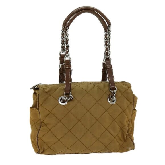 PRADA Chain Quilted Shoulder Bag Nylon Brown Auth 79108 - Picture 1 of 16